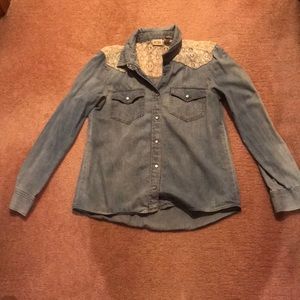 Long sleeve lace button up